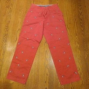 Red Embroidered Swordfish Pants Size 34x32